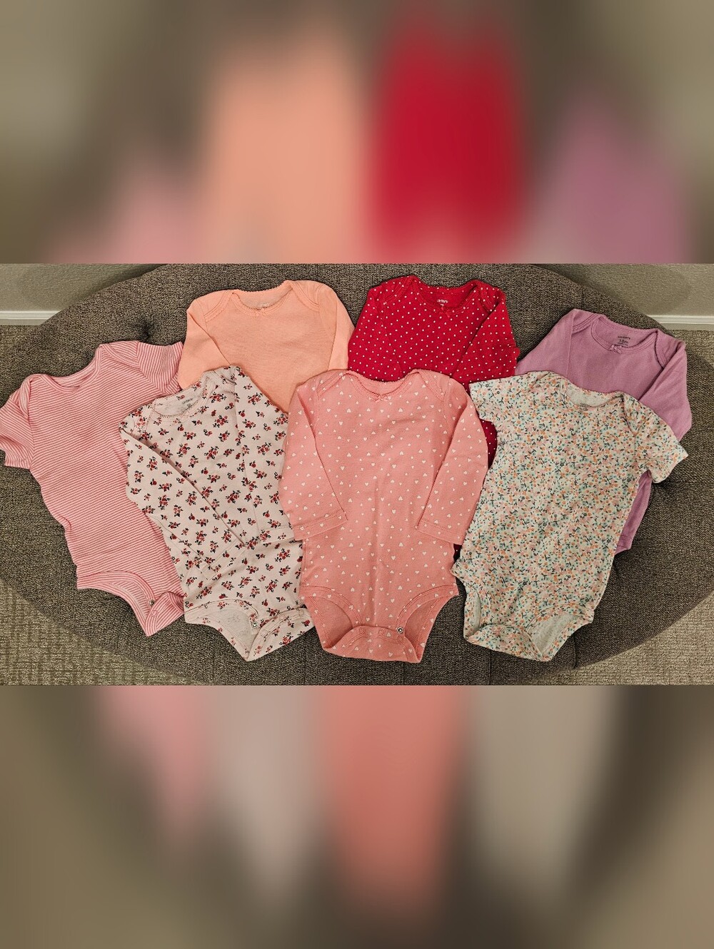 Carter's Pink Heart Long-Sleeve Baby One-Piece